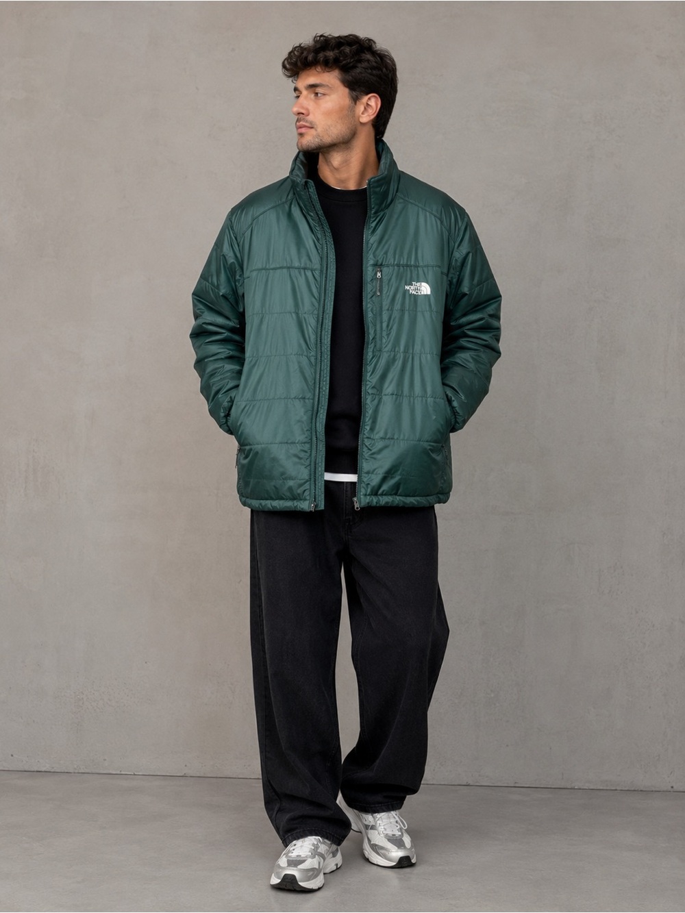 The North Face Men Lightweight Puffer Jacket insulated Dark Green sz XXL pocket